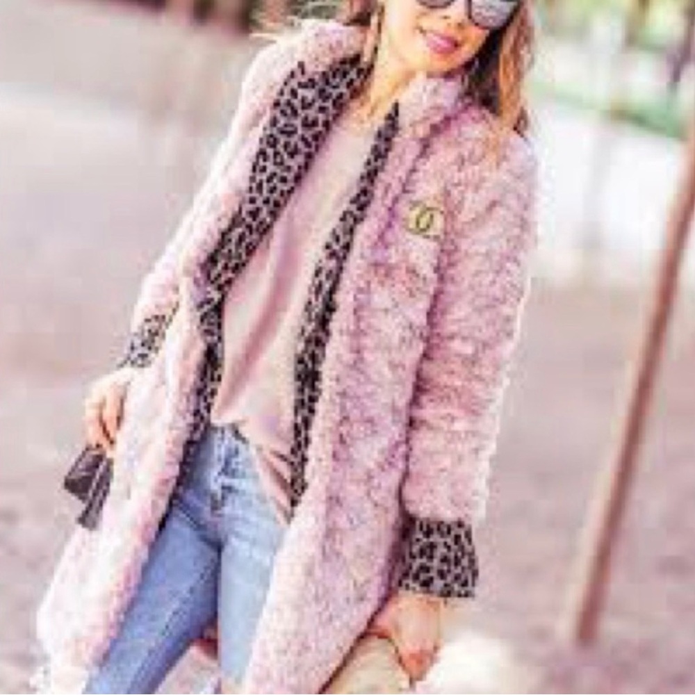 CAbi Luxe Teddy Jacket in Light Pink